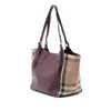 Secondhand Burberry Small Derby Calfskin and House Check Canvas Canterbury Tote