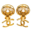 Secondhand Chanel CC Gold Plated Faux Pearl Drop Clip On Earrings