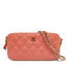 Secondhand Chanel CC Quilted Caviar Double Zip Clutch With Chain