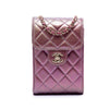 Secondhand Chanel CC Quilted Iridescent Lambskin Phone Holder with Chain