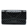 Secondhand Chanel Medium Classic Chevron Patent So Black Double Flap