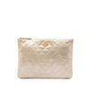 Secondhand Chanel Medium Quilted Metallic Calfskin Leaves CC O Case Clutch