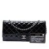 Secondhand Chanel Quilted Patent Brilliant East West Flap Clutch with Chain