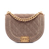 Secondhand Chanel Small Quilted Velvet Boy Messenger Bag