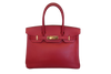 Hermes Birkin Handbag Red Courchevel with Gold Hardware