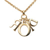 Secondhand Dior Gold Plated Strass Logo Pendant Necklace