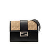 Secondhand Fendi Calfskin and Canvas FF 1974 Flat Baguette Crossbody