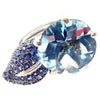 Secondhand Chanel Camellia Flower Aquamarine Sapphire White Gold Ring - '90s