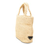 Secondhand Prada Small Raffia Effect Crochet Embroidered Logo Tote