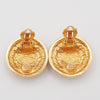 Chanel Vintage CC Crest Round Clip-On Earrings Metal