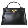 Hermes Kelly Handbag Black Box Calf with Gold Hardware