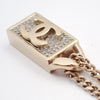 Chanel CC Dog Tag Pendant Necklace Metal with Crystals