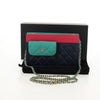 Chanel Tricolor CC Multi-Pocket Wallet on Chain Quilted Goatskin