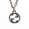 Gucci Engraved Interlocking G Chain Link Pendant Necklace Sterling Silver