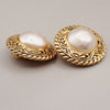 Chanel Vintage Round Chain Clip-On Earrings Metal with Faux Pearl
