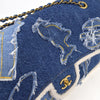 Chanel Egyptian Hieroglyph Flap Bag Denim and Shearling