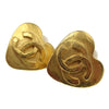 Chanel Vintage CC Heart Clip-On Earrings Metal