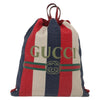 Gucci Logo Drawstring Backpack Striped Canvas