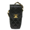 Secondhand Chanel Vintage CC Flap Phone Holder Crossbody Bag Quilted Patent