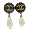 Secondhand Chanel CC Dangle Earrings Metal with Faux