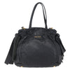 Prada Bow Tie Pleated Tote Leather