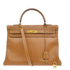 Secondhand Hermes Kelly Handbag Brown Togo with Gold Hardware