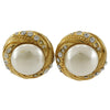 Chanel Vintage Round Clip-On Earrings Metal with Faux Pearl