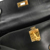 Secondhand Hermes Kelly Handbag Black Box Calf with Gold Hardware