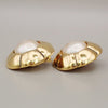 Secondhand Chanel Vintage CC Flower Clip-On Earrings imitation pearls in