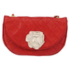Chanel Camellia Rounded Clutch Satin and Leather