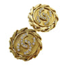 Chanel CC Button Clip-On Earrings Metal with Faux Pearl