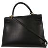 Hermes Kelly Handbag Black Courchevel with Palladium Hardware