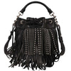 Saint Laurent Fringe Emmanuelle Bucket Bag Studded Leather