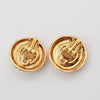 Chanel Vintage Round Clip-On Earrings Metal with Faux Pearl