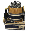 Christian Dior Drawstring Bucket Bag Wicker with Oblique Canvas