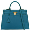 Hermes Kelly Handbag Blue Epsom with Gold Hardware