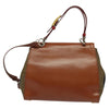 Fendi Silvana Bag Leather with Pequin Canvas