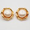 Chanel Vintage Round Clip-On Earrings Metal with Faux Pearl