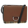 Secondhand Burberry D-Ring Shoulder Bag Leather with Vintage Check