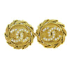 Chanel CC Button Clip-On Earrings Metal with Faux Pearl