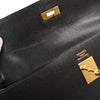 Hermes Kelly Handbag Black Courchevel with Palladium Hardware