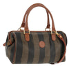 Fendi Vintage Pequin Convertible Boston Bag Coated Canvas