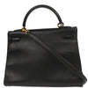 Hermes Kelly Handbag Black Ardennes with Gold Hardware