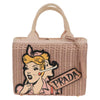 Secondhand Prada Comic Basket Bag Wicker with Applique