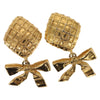 Secondhand Chanel Ribbon Earring Gold Metal Jewelry