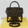Fendi Vintage Top Handle Lock Box Bag Zucca Canvas