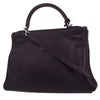 Hermes Kelly Handbag Purple Clemence with Palladium Hardware