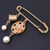 Secondhand Chanel CC Coco Brooch Metal with Faux Pearls and Crystals