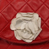 Chanel Camellia Rounded Clutch Satin and Leather