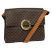 Celine Vintage Macadam Circle Logo Shoulder Bag Canvas and Leather
